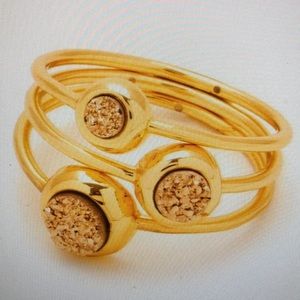 Brand New Gorjana Gold Tone Druzy Stone Stack Ring